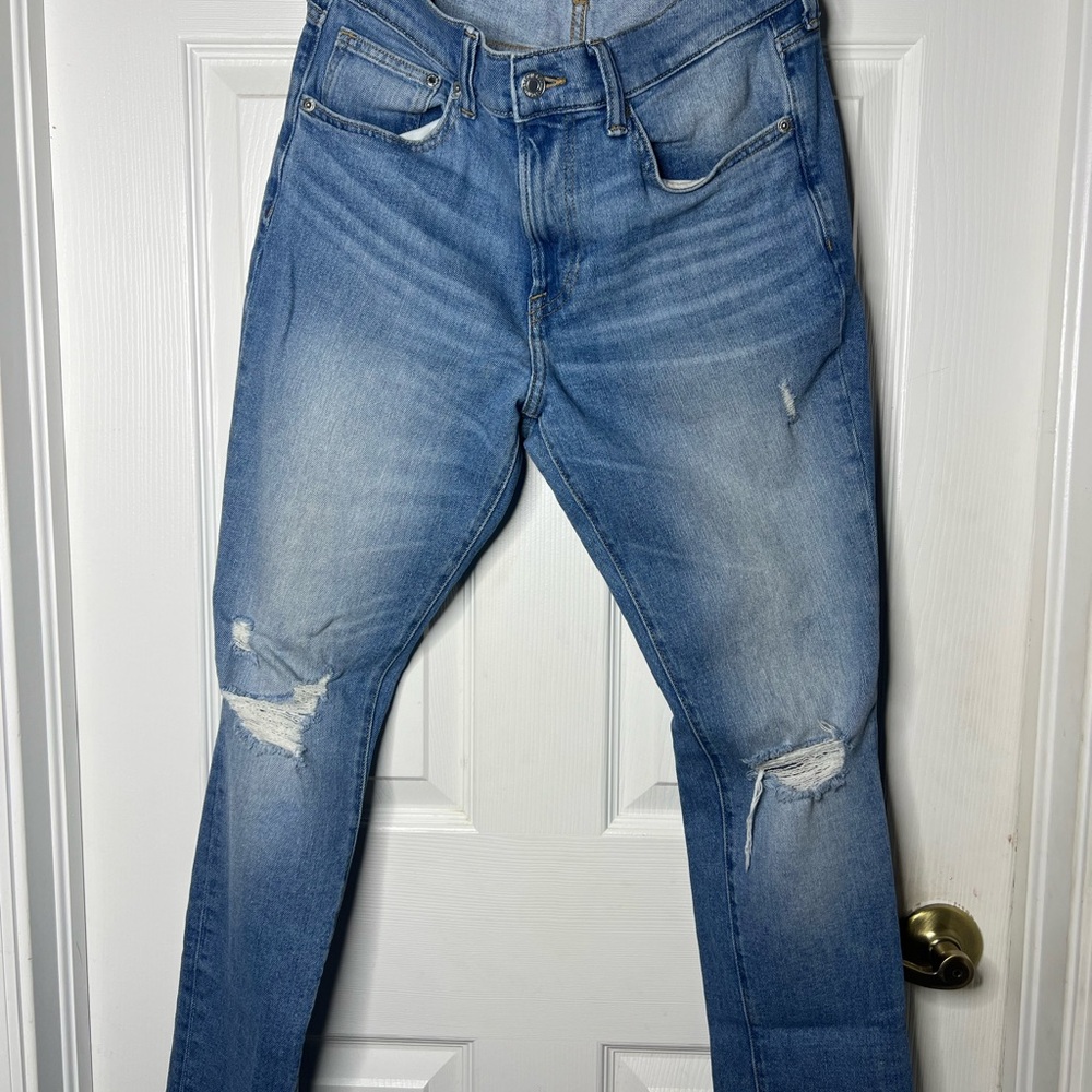 H&M Blue Skinny Jeans with Distressed Details